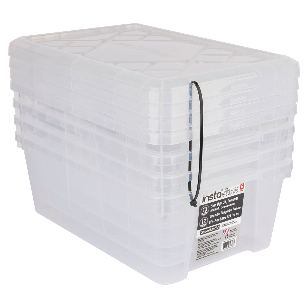 GreenMade InstaView Stackable Storage Bin, 13 Quart, Clear, 4 ct - product image 2