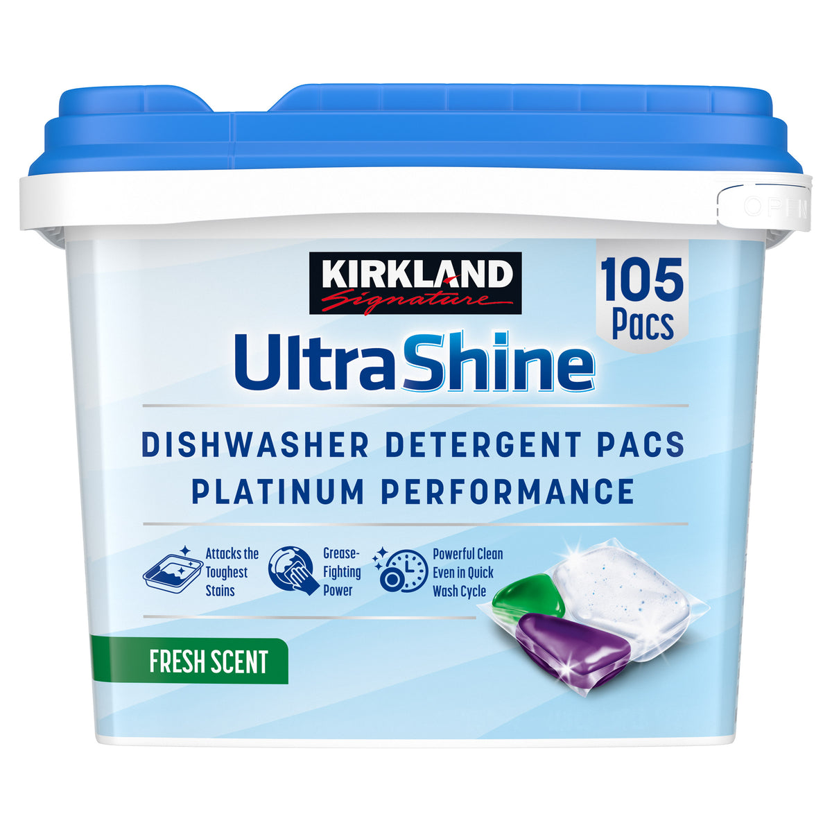 Kirkland Signature Ultra Shine Dishwasher Detergent Pacs, Fresh Scent, 105 ct - product image 4