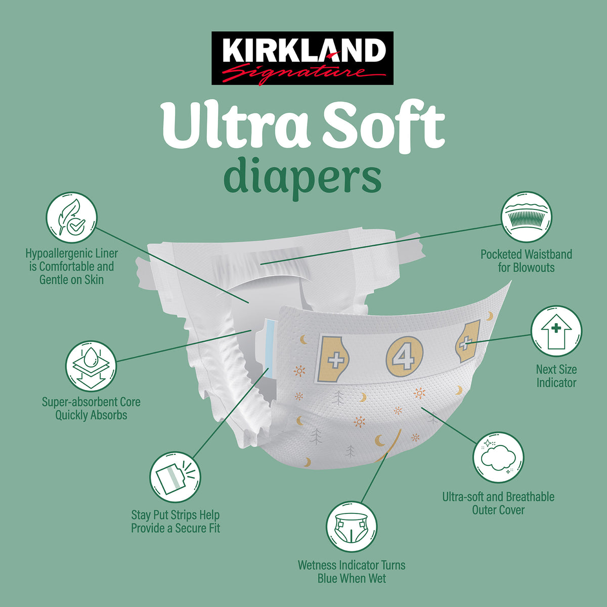 Kirkland Signature Ultra Soft Diapers, Size 4, 198 ct - product image 8