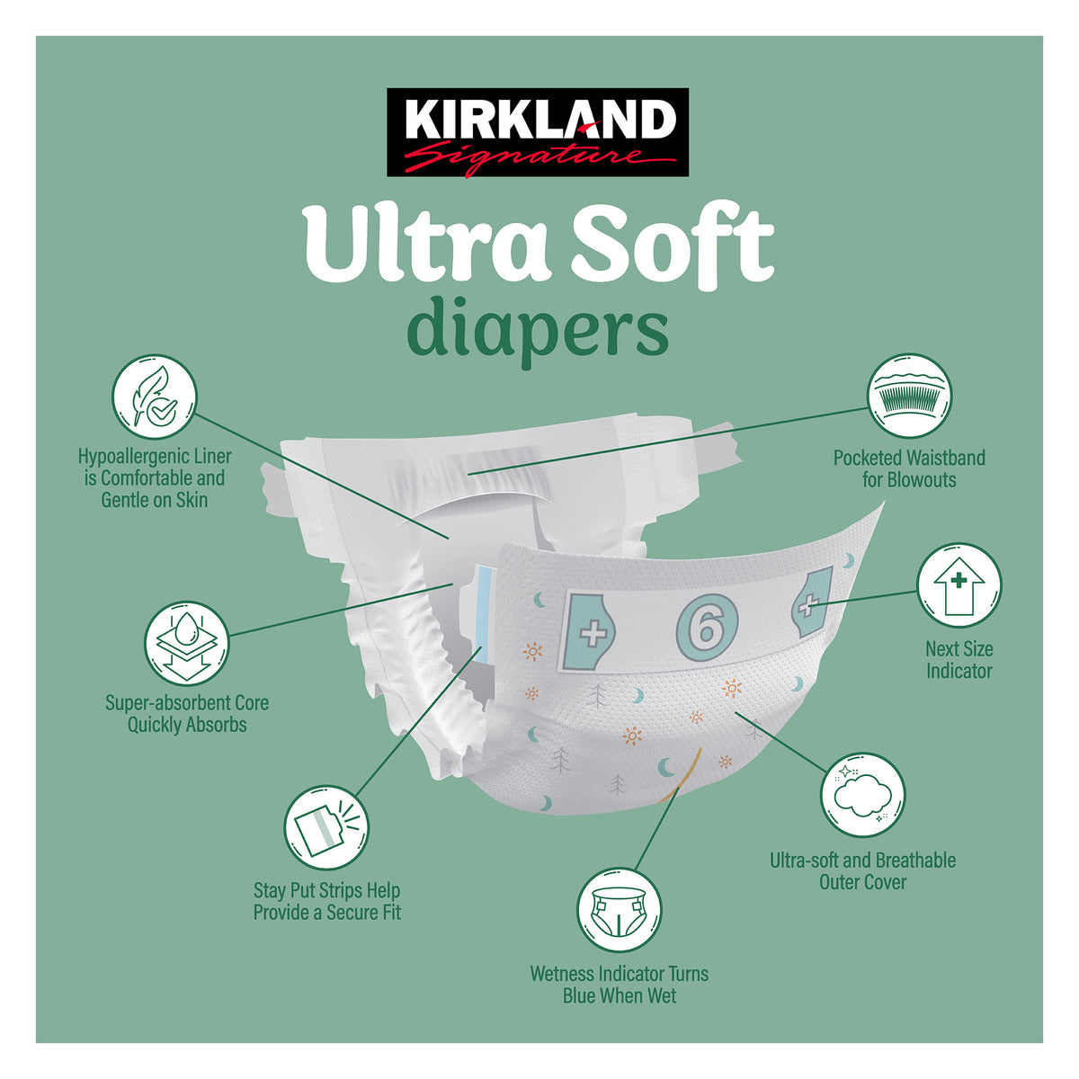 Kirkland Signature Ultra Soft Diapers, Size 6, 132 ct - product image 10