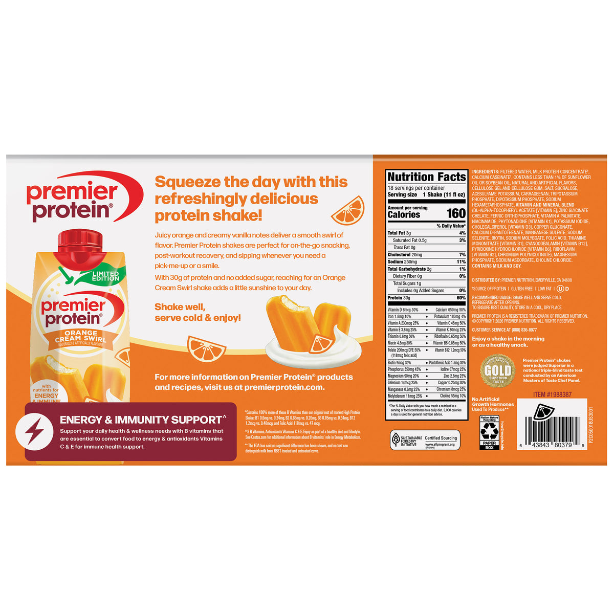 Premier Protein Shake, 30g Protein, Orange Cream Swirl, 11 fl oz, 18 ct - product image 5