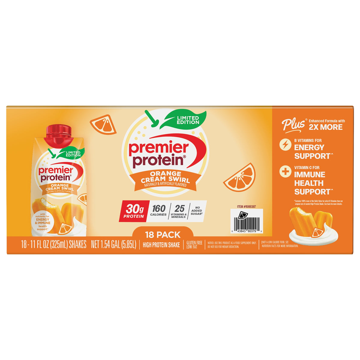 Premier Protein Shake, 30g Protein, Orange Cream Swirl, 11 fl oz, 18 ct - product image 1