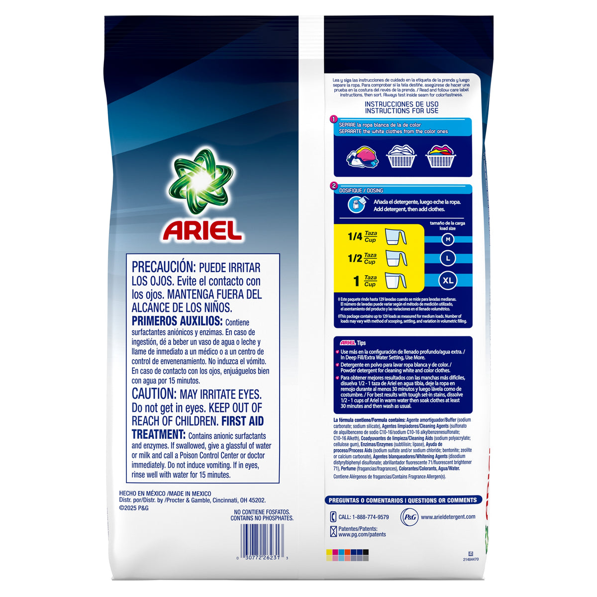 Ariel Powder Laundry Detergent, Original Scent, 129 Loads, 12.8 lbs - product image 1