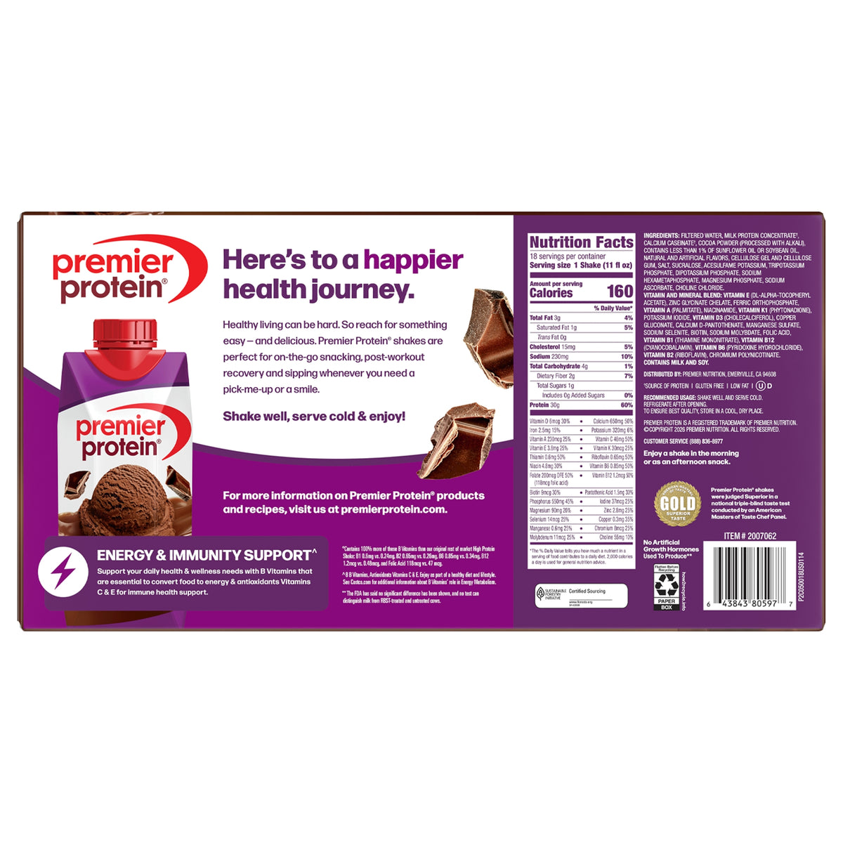 Premier Protein Shake, 30g Protein, Chocolate, 11 fl oz, 18 ct - product image 2