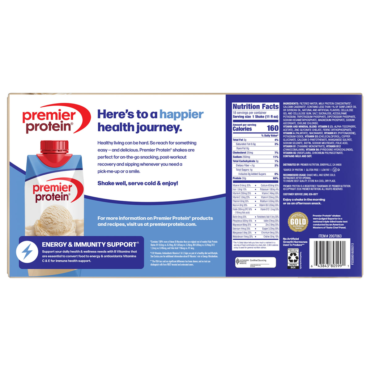 Premier Protein Shake, 30g Protein, Vanilla, 11 fl oz, 18 ct - product image 2