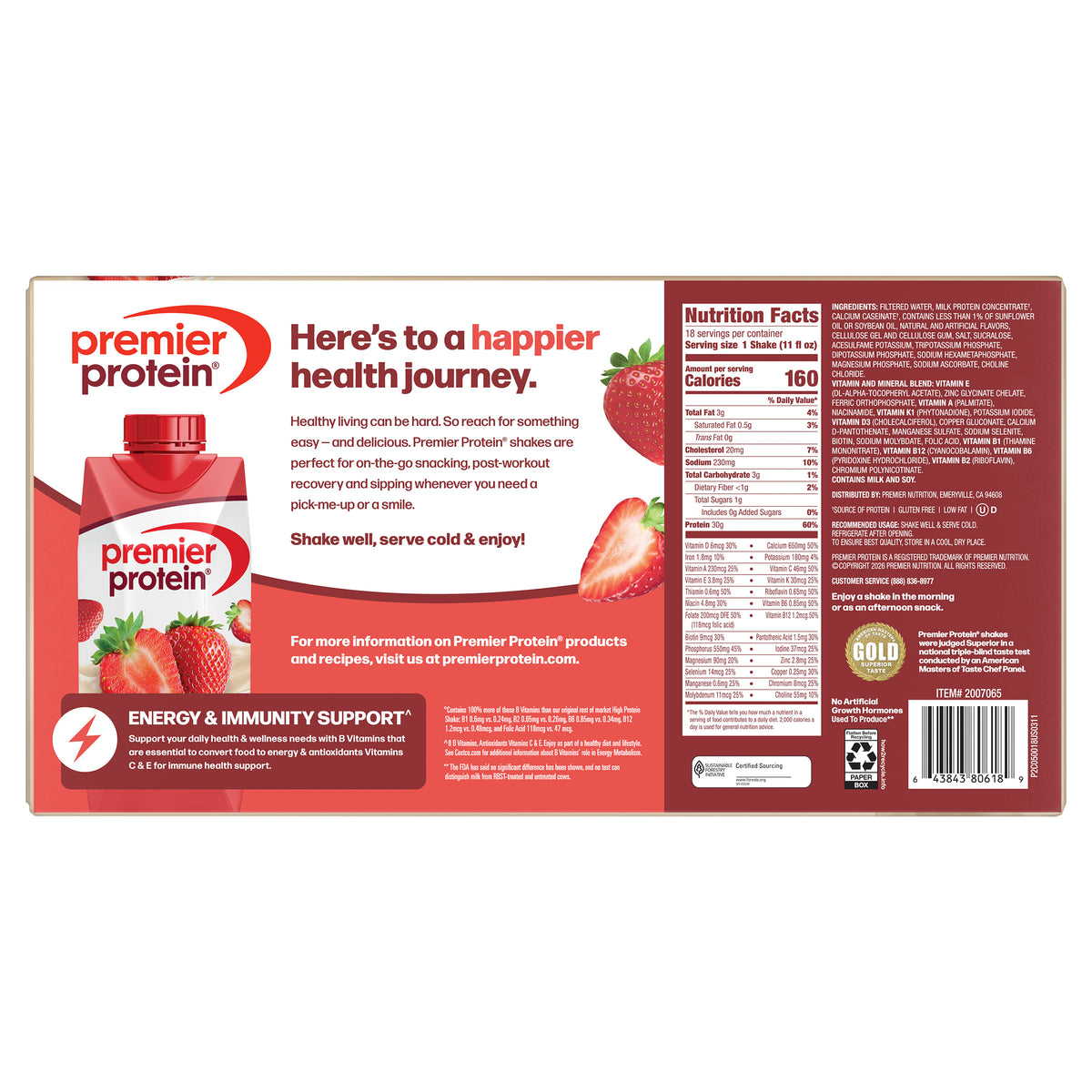 Premier Protein Shake, 30g Protein, Strawberries and Cream, 11 fl oz, 18 ct - product image 4