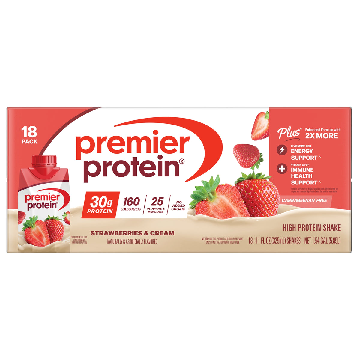 Premier Protein Shake, 30g Protein, Strawberries and Cream, 11 fl oz, 18 ct - product image 1