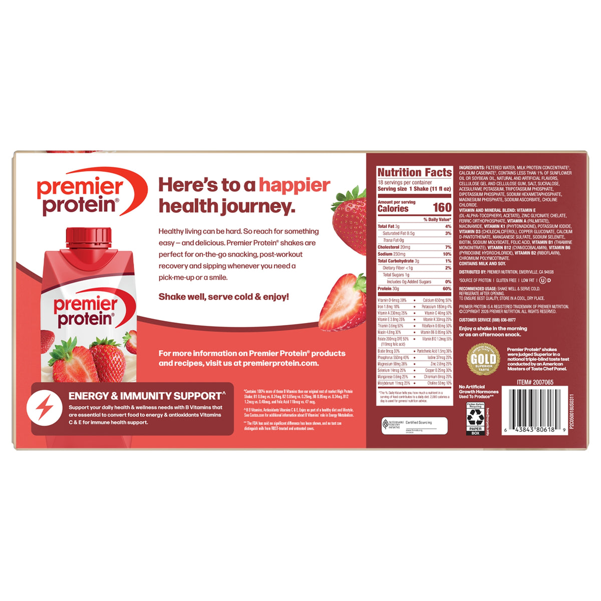 Premier Protein Shake, 30g Protein, Strawberries and Cream, 11 fl oz, 18 ct - product image 2