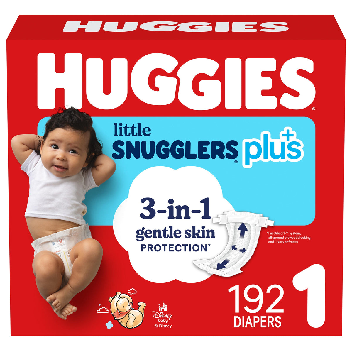 Huggies Little Snugglers Plus Diapers, Disney Baby, Size 1, 192 ct - product image 1