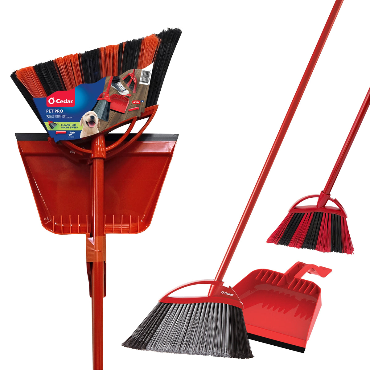 O-Cedar One Sweep & Pet Pro Broom with Step-on Dustpan - product image 1