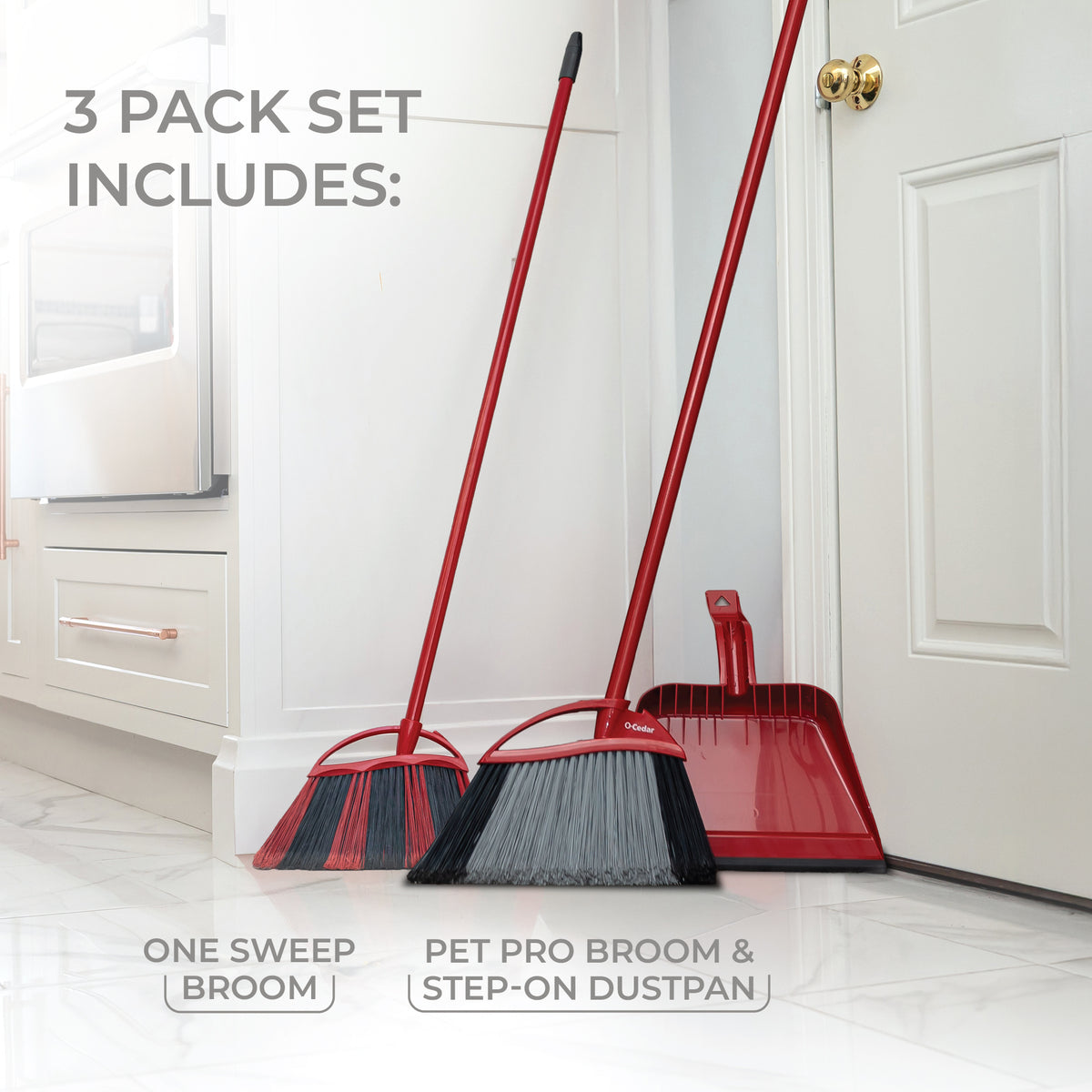 O-Cedar One Sweep & Pet Pro Broom with Step-on Dustpan - product image 2