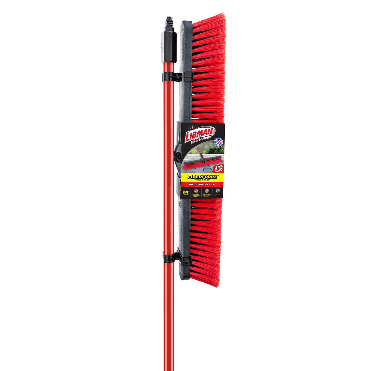 Libman FiberForce 24" Multi-Surface Push Broom, Red - product image 1