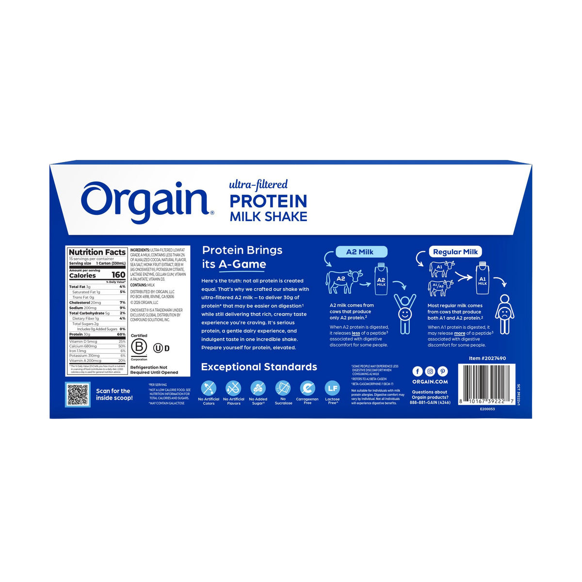 Orgain 30g Protein Shake, Ultra-Filtered, Creamy Chocolate, 11 fl oz, 15 ct - product image 2