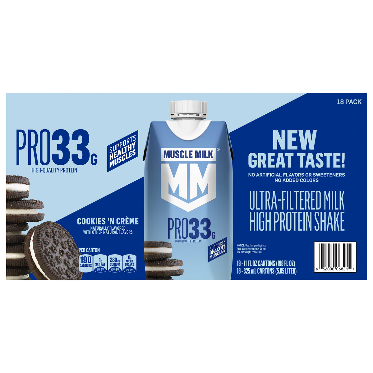 Muscle Milk Pro 33g Ultra-Filtered Milk High Protein Shake, Cookies 'n Creme, 11 fl oz, 18 ct - product image 4