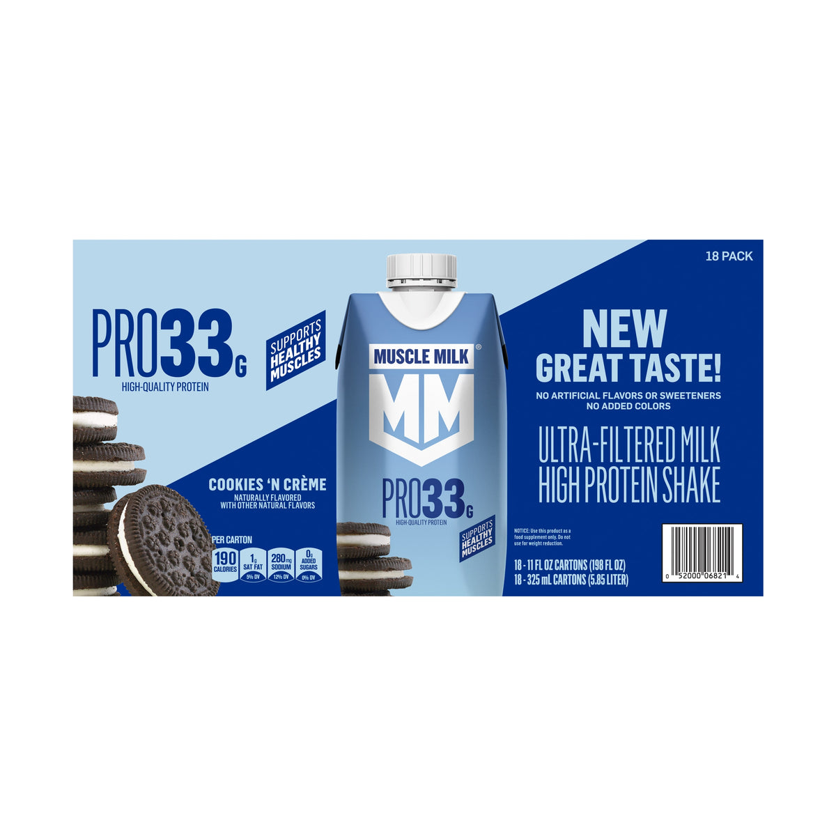 Muscle Milk Pro 33g Ultra-Filtered Milk High Protein Shake, Cookies 'n Creme, 11 fl oz, 18 ct - product image 2
