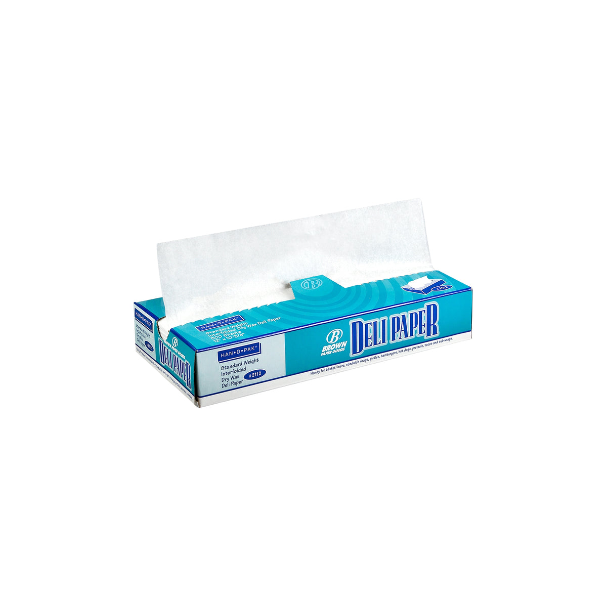 Interfolded Dry Waxed Deli Wrap, White, 12”L x 10-3/4”W, 500 ct - product image 1