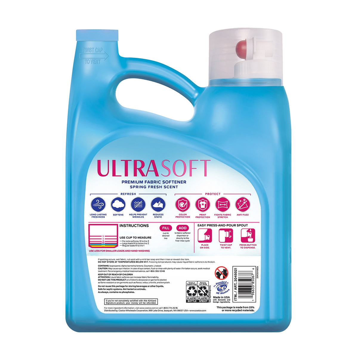 Kirland Signature Liquid Fabric Softener, Ultra Soft, Spring Fresh Scent, 257 Loads, 150 fl oz - product image 3