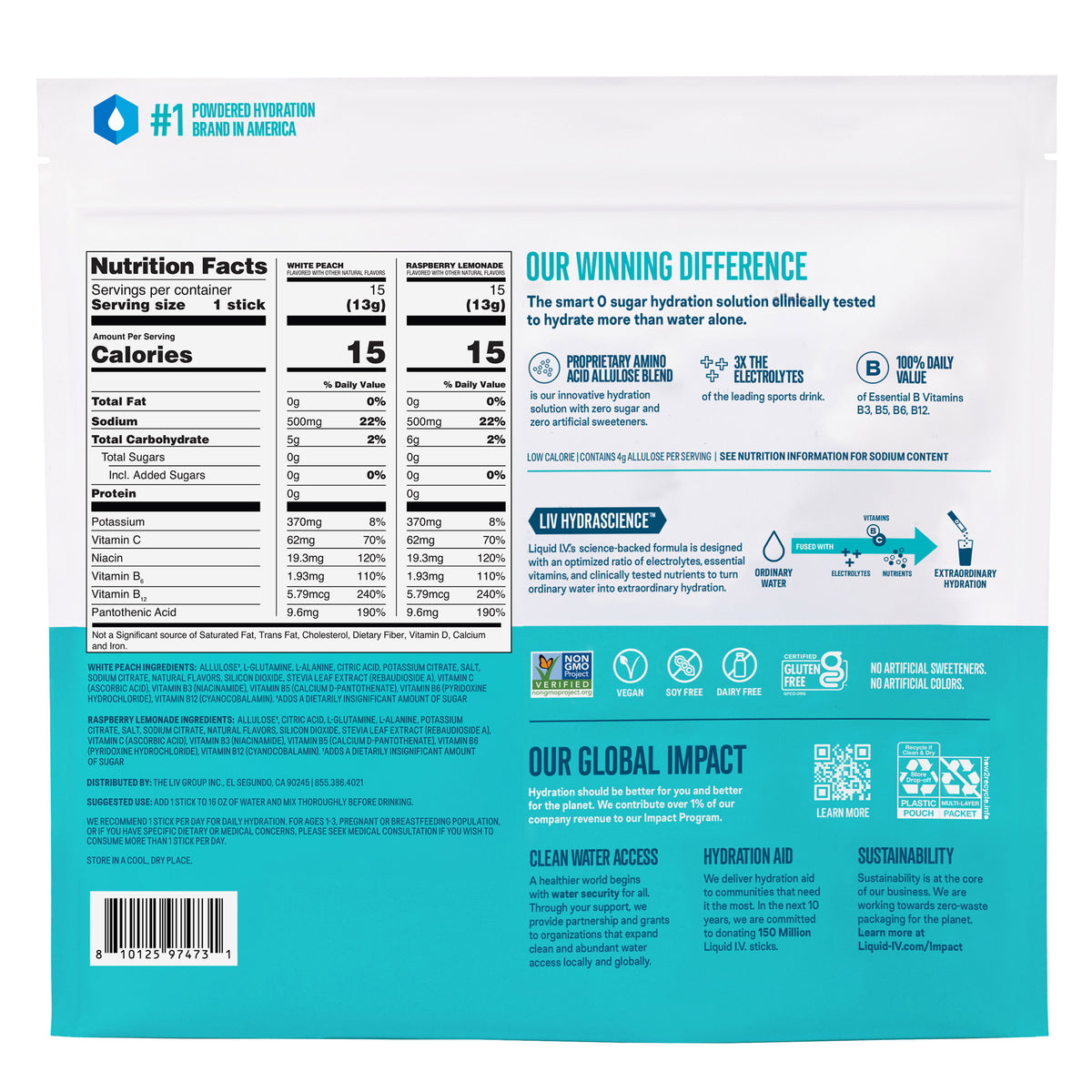 Liquid I.V. Hydration Multiplier Electrolyte Drink Mix, Sugar Free, Variety Pack, 0.45 oz, 30 ct - product image 3