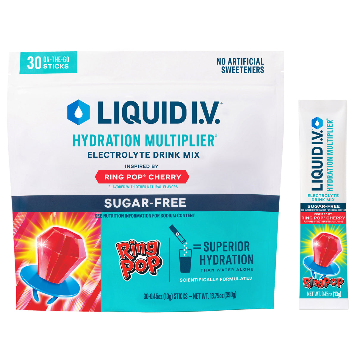 Liquid I.V. Hydration Multiplier Electrolyte Drink Mix, Sugar Free, Ring Pop Cherry, 0.45 oz, 30 ct - product image 4