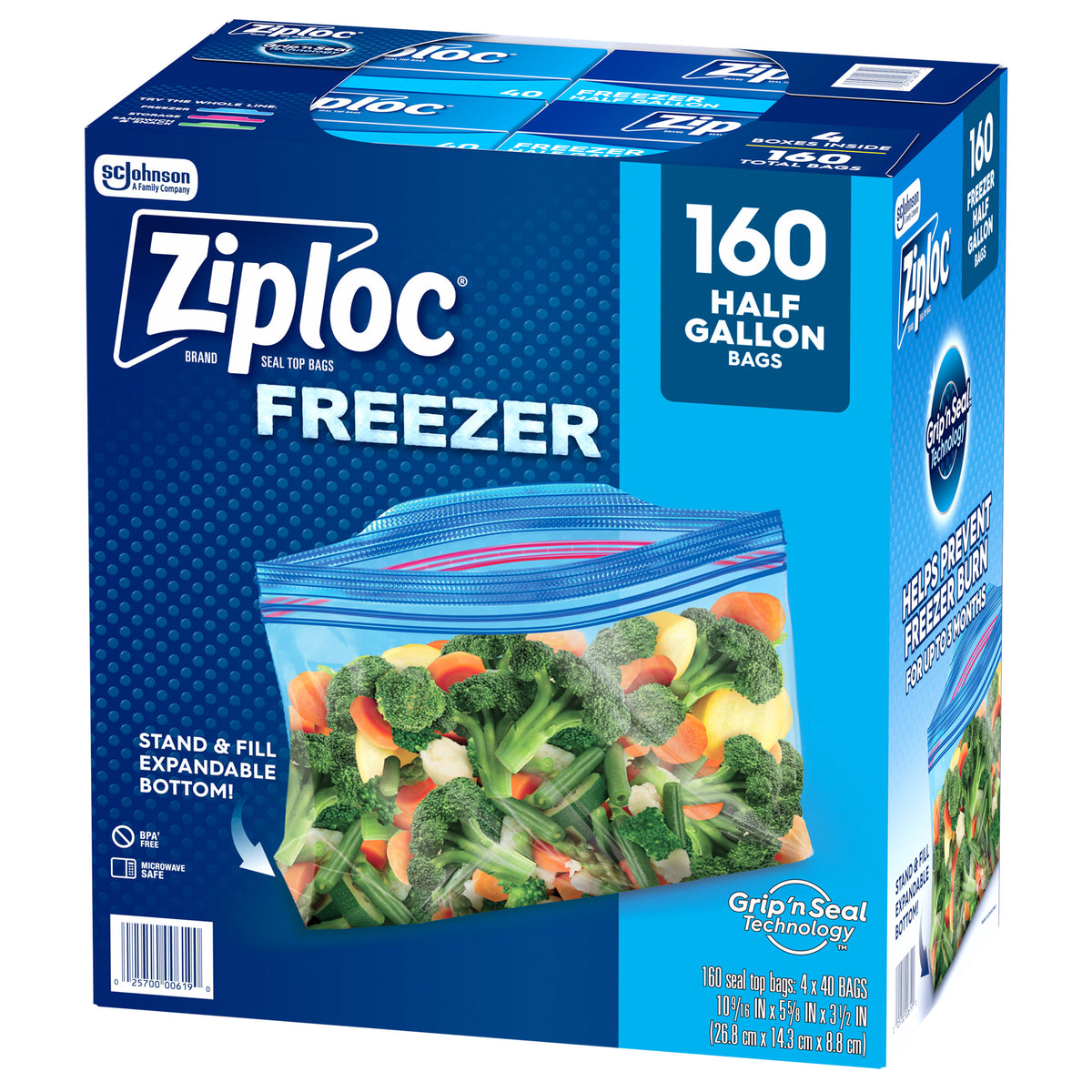Ziploc Grip 'n Seal Freezer Bags, Half Gallon, 160 ct - product image 6