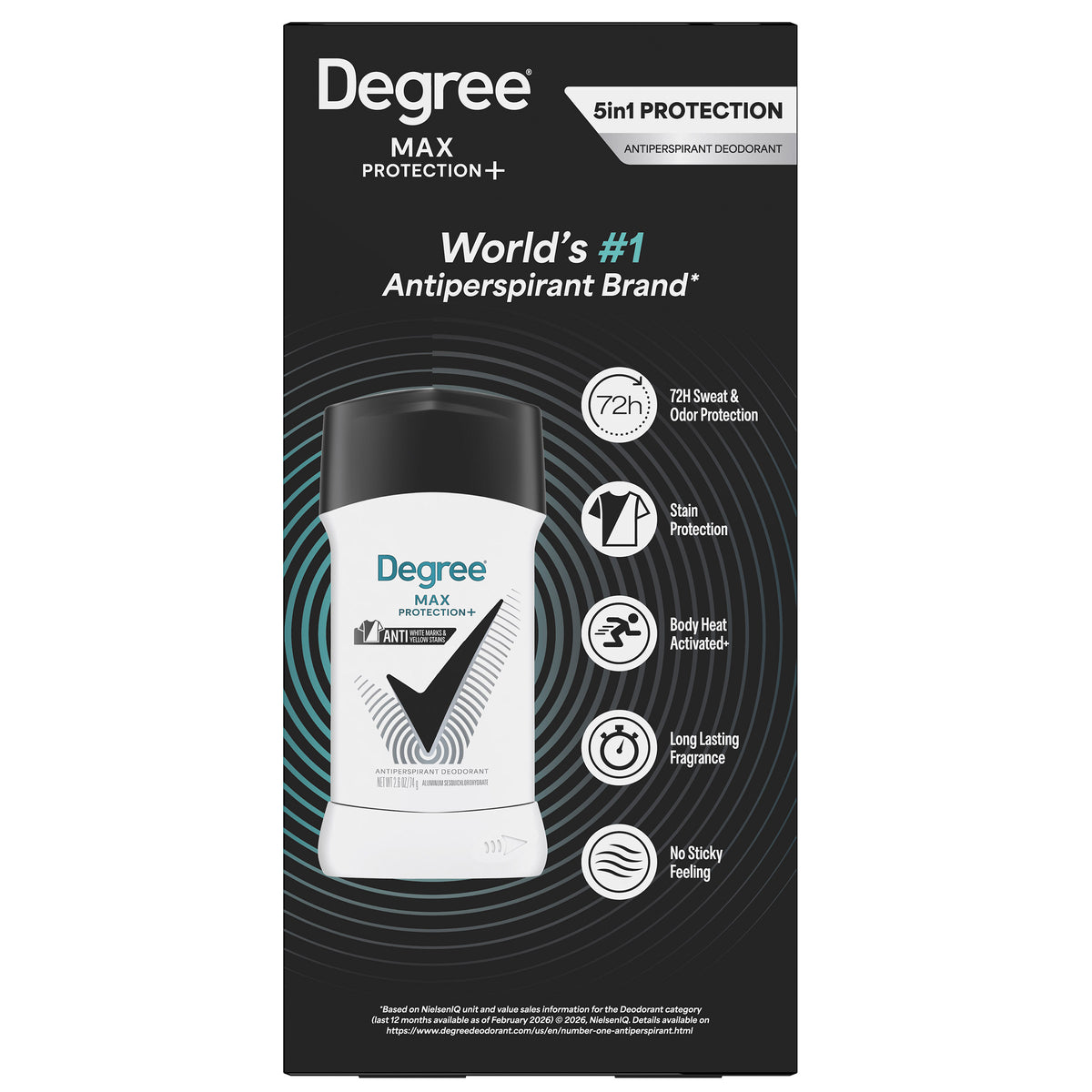 Degree Max Protection+ 5-in-1 Antiperspirant Deodorant, Black and White, 2.6 oz, 6 ct - product image 7