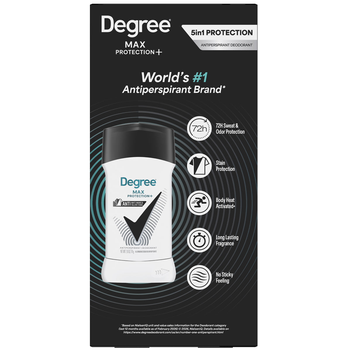 Degree Max Protection+ 5-in-1 Antiperspirant Deodorant, Black and White, 2.6 oz, 6 ct - product image 2