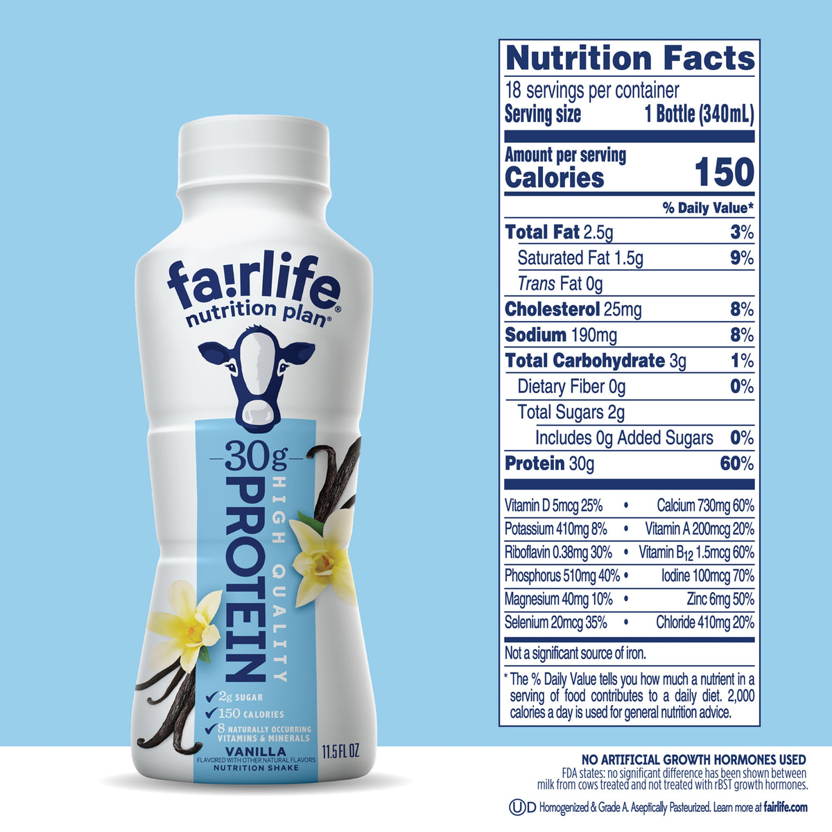fairlife Nutrition Plan Protein Shake, 30g Protein, Vanilla, 11.5 fl oz, 18 ct - product image 4