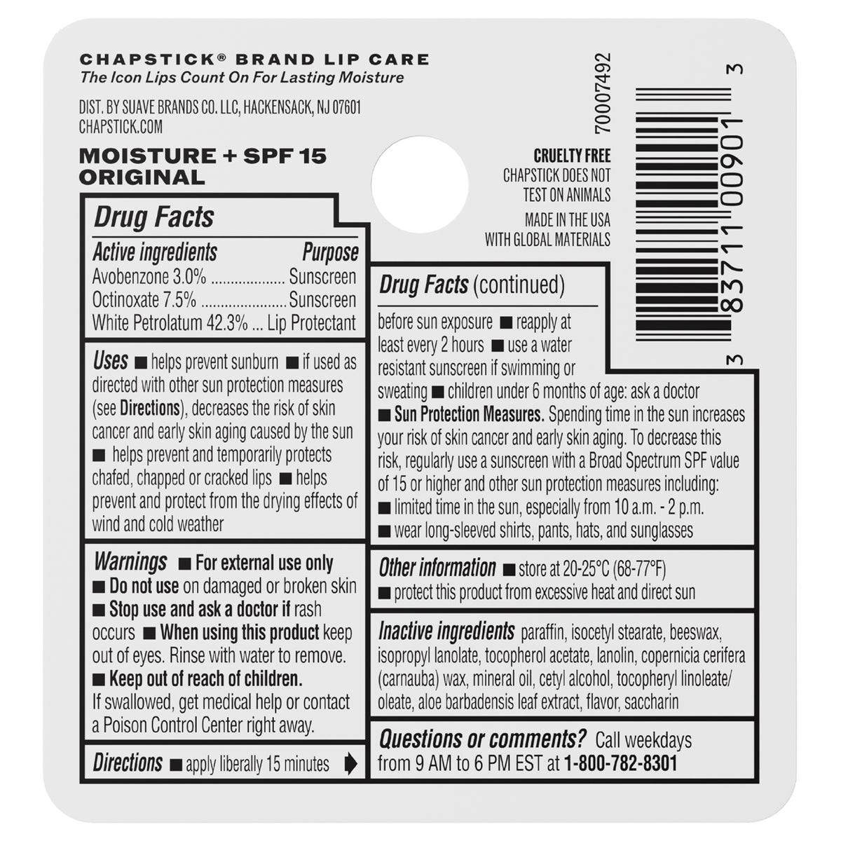ChapStick Lip Protectant, Moisturizer + SPF 15, Original, 0.15 oz, 12 ct - product image 2