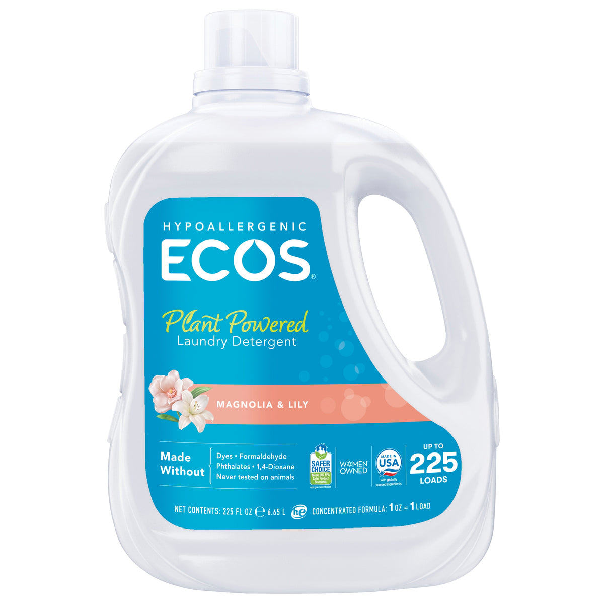 ECOS Liquid Laundry Detergent, Hypoallergenic, HE Compatible, Magnolia and Lily Scent, 225 Loads, 225 fl oz - product image 1