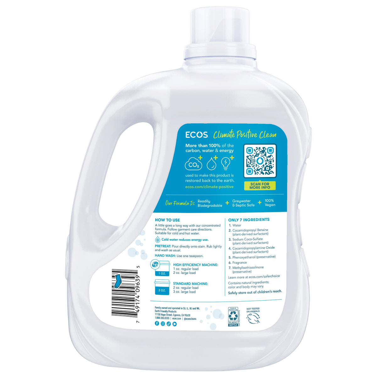 ECOS Liquid Laundry Detergent, Hypoallergenic, HE Compatible, Magnolia and Lily Scent, 225 Loads, 225 fl oz - product image 2
