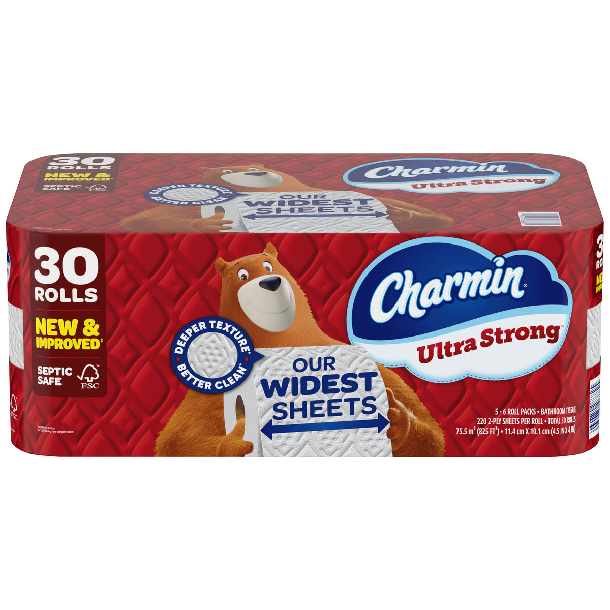 Charmin Ultra Strong Bath Tissue, 2-Ply, 4.5" x 4", 220 Sheets, 30 ct - product image 1