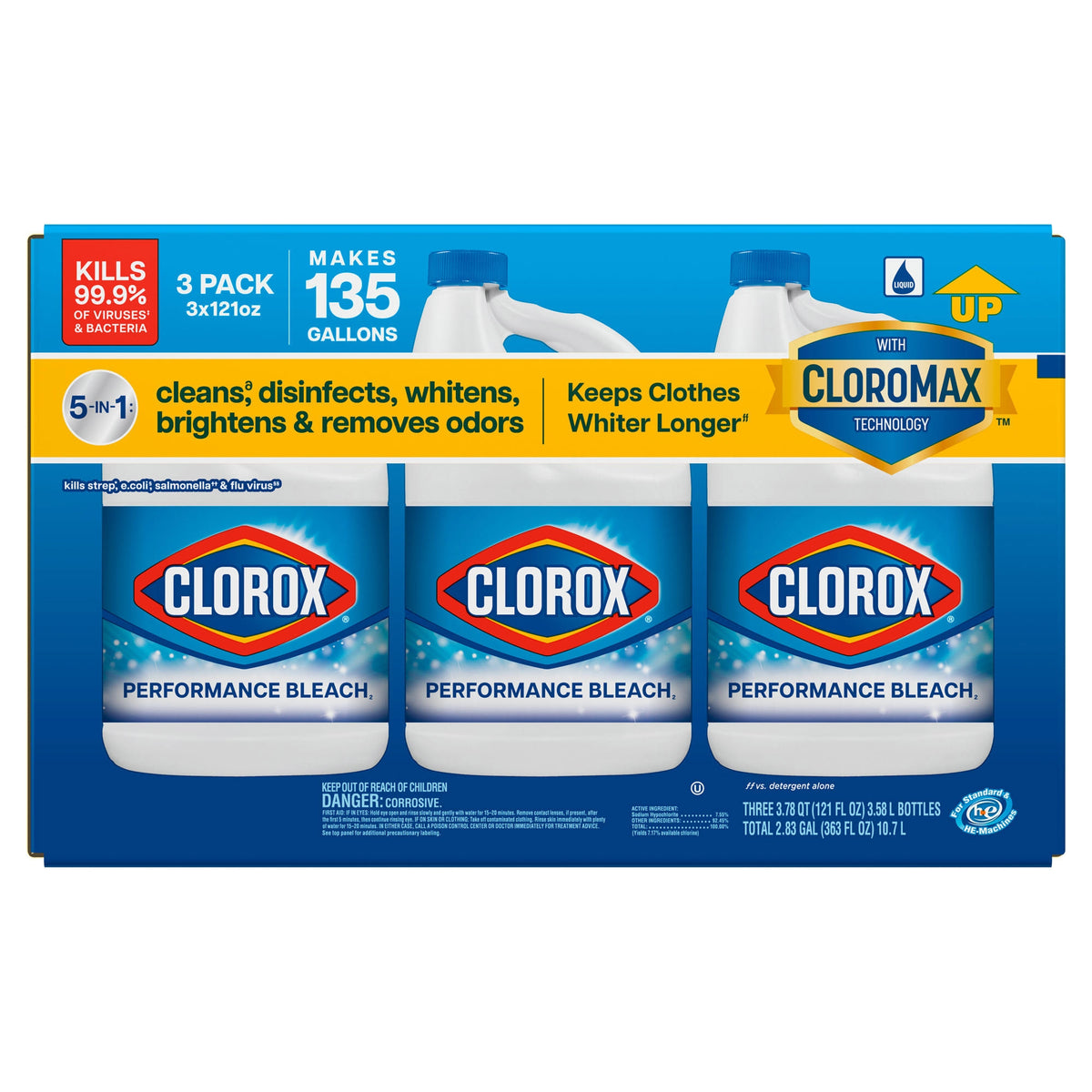 Clorox Performance Bleach with CloroMax, Concentrated, 121 fl oz, 3 ct - product image 8