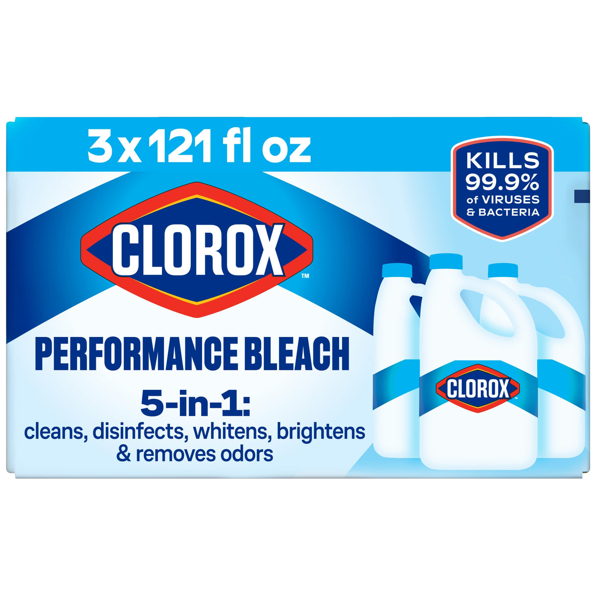 Clorox Performance Bleach with CloroMax, Concentrated, 121 fl oz, 3 ct - product image 1