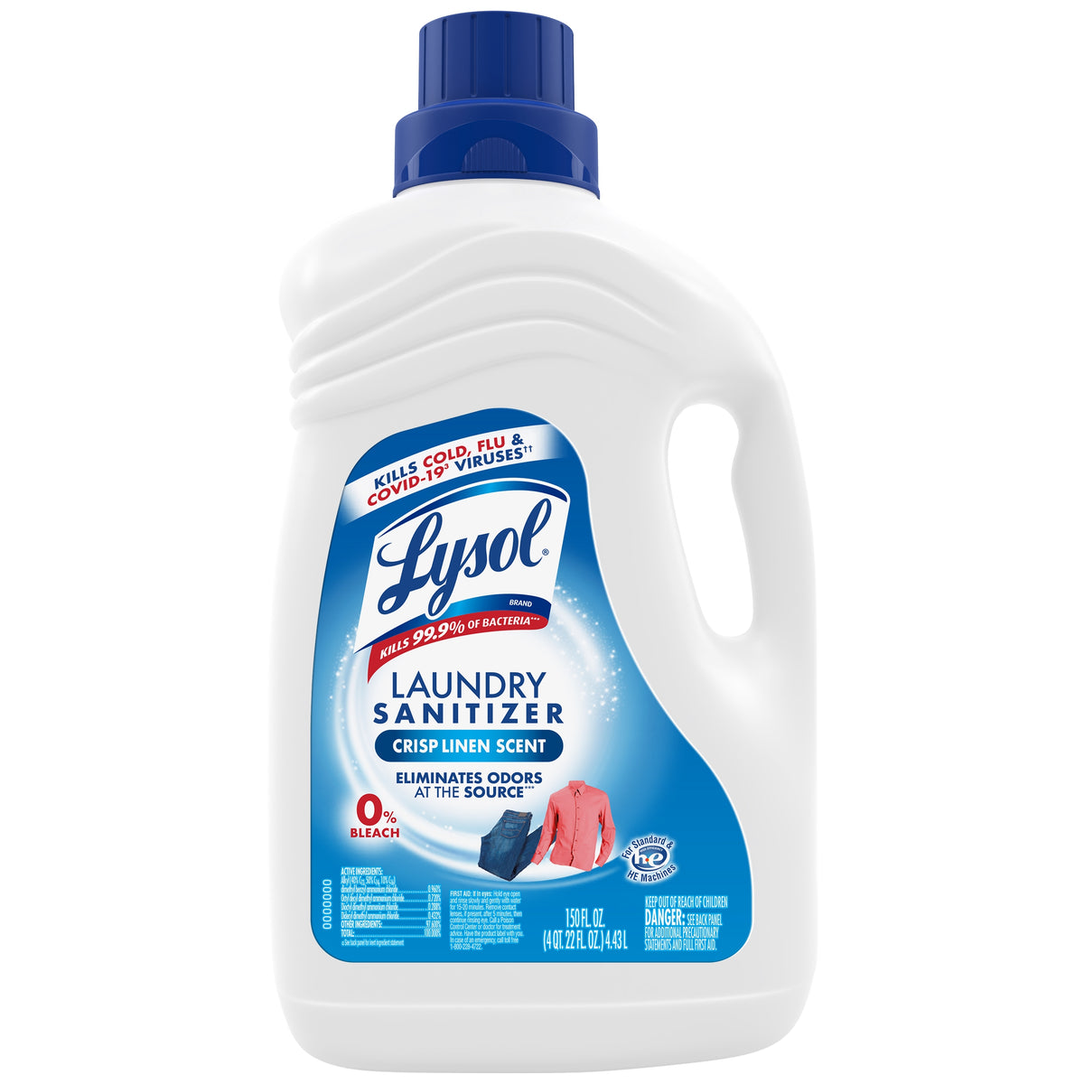 Lysol Liquid Laundry Sanitizer, HE Compatible, Crisp Linen, 150 fl oz - product image 1