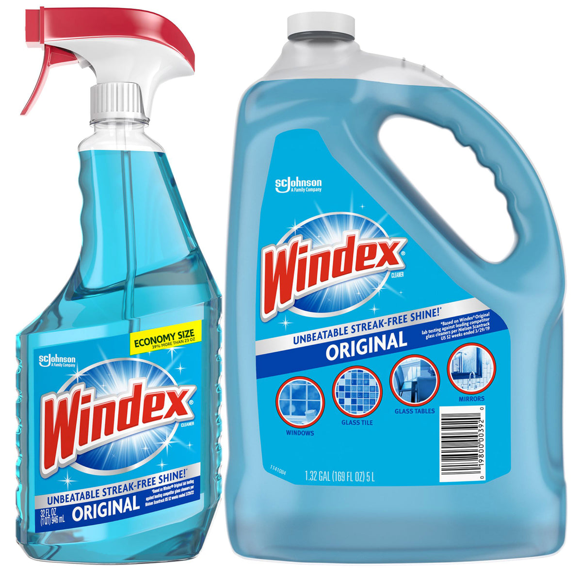 Windex Original Glass Cleaner, 32 fl oz + 169 fl oz Refill - product image 5
