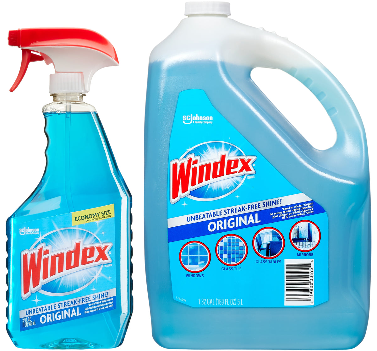 Windex Original Glass Cleaner, 32 fl oz + 169 fl oz Refill - product image 1