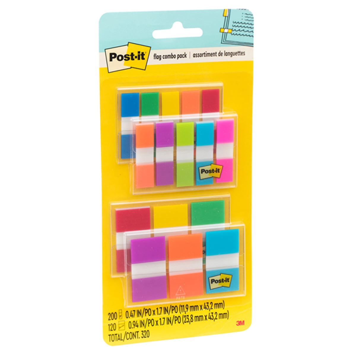 Post-it Flag Combo Pack, Assorted Sizes and Colors, 320 ct - product image 1
