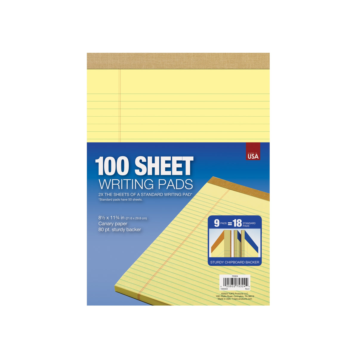TOPS Legal Notepad, Legal Ruled, Canary Yellow, 8-1/2 in x 11-3/4 in, 100 Sheets, 9 Pads - product image 1