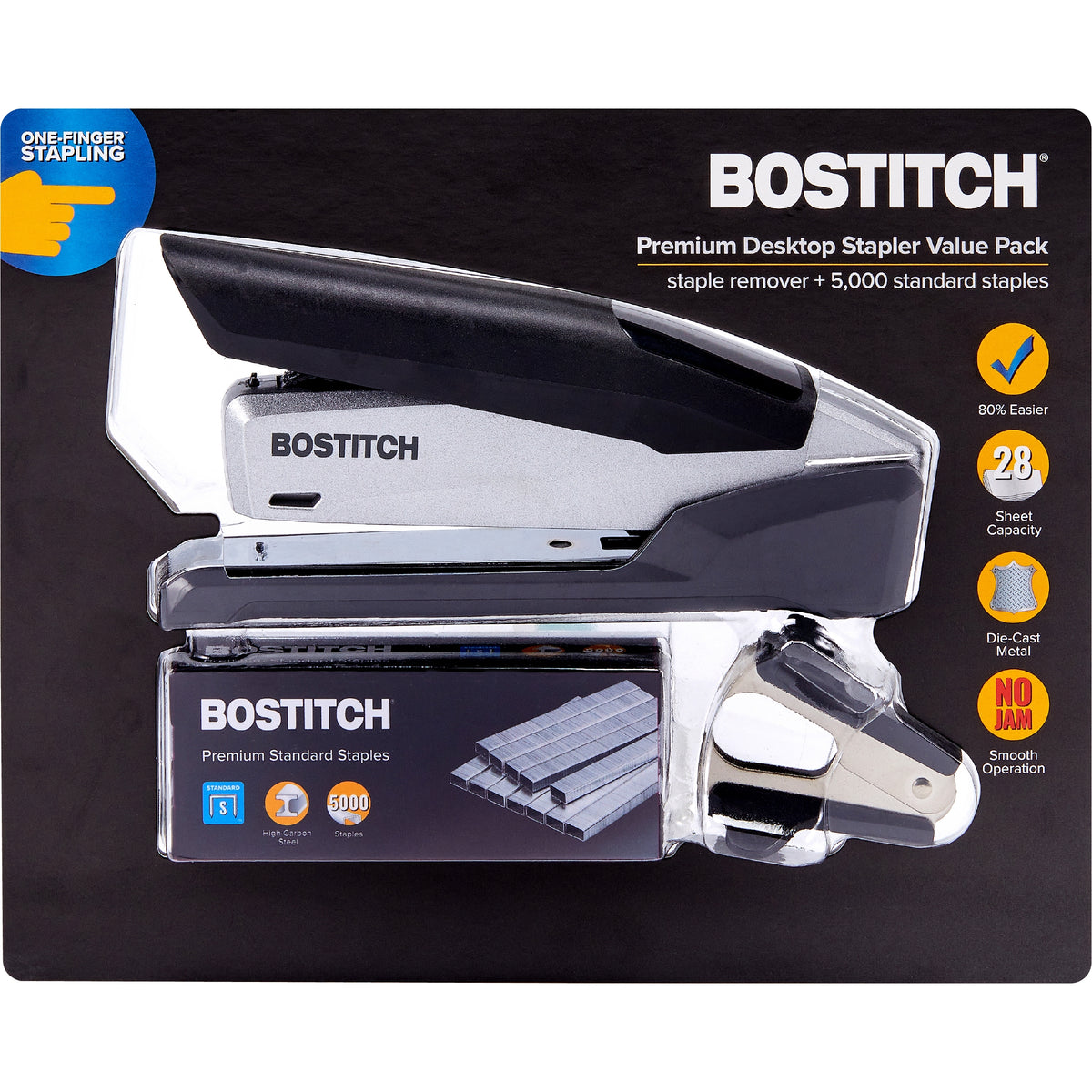 Bostitch Premium Desktop Stapler Value Pack, 28 Sheets, Black/Gray - product image 2