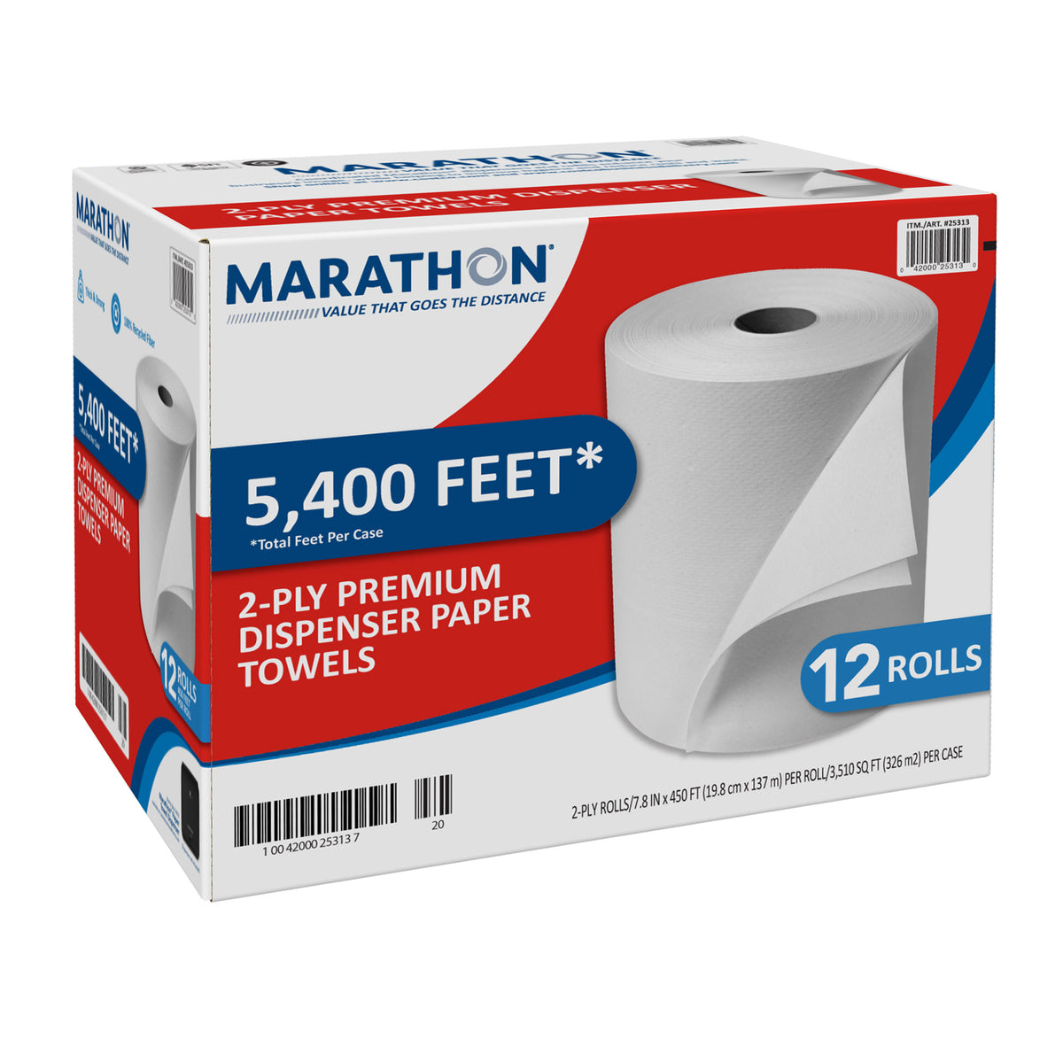 Marathon Dispenser Roll Towels, 2-Ply, Non-perforated, White, 12 ct - product image 5