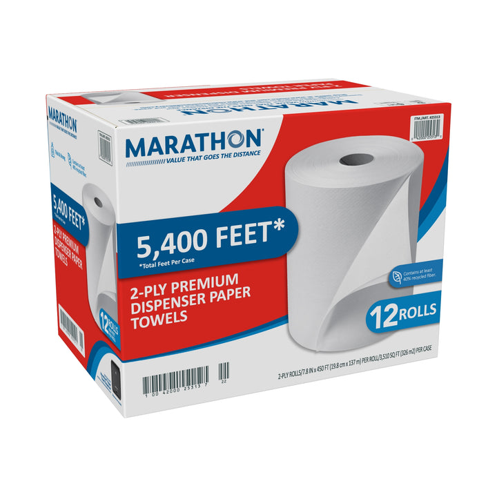 Marathon Dispenser Roll Towels, 2-Ply, Non-perforated, White, 12 ct - product image 1