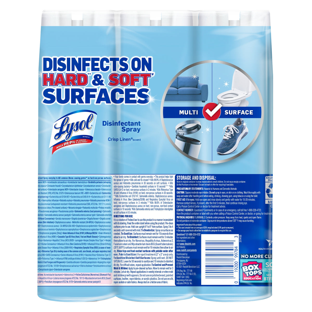 Lysol Disinfectant Spray, Crisp Linen, 19 oz, 3 ct - product image 1