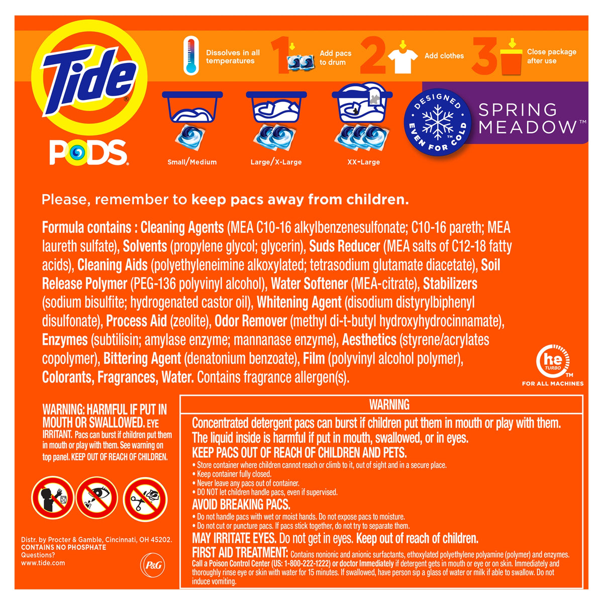 Tide PODS Laundry Detergent, HE Compatible, Spring Meadow, 156 ct - product image 3