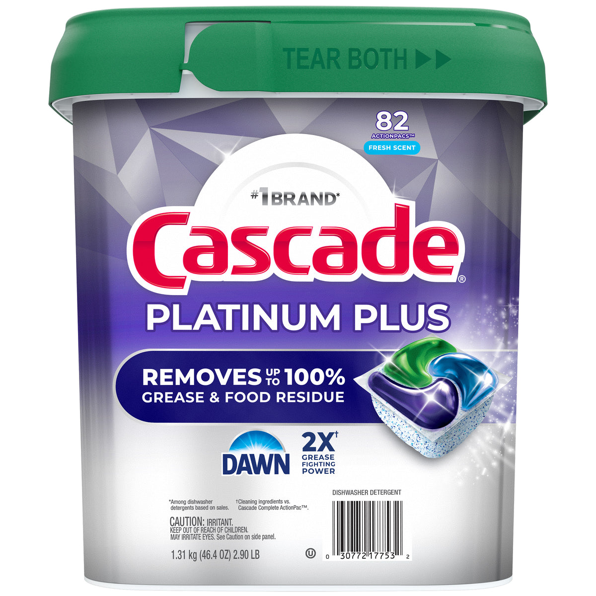 Cascade Platinum Plus ActionPacs Dishwasher Detergent, Fresh Scent, 82 ct - product image 4