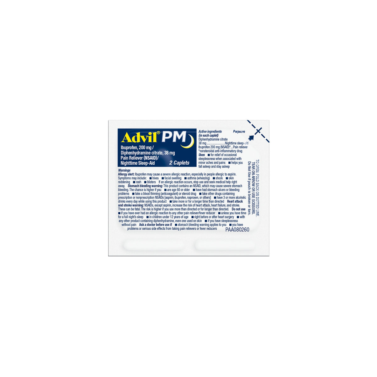 Advil PM Ibuprofen, Dispenser Pack, 2 Caplets, 50 ct - product image 2