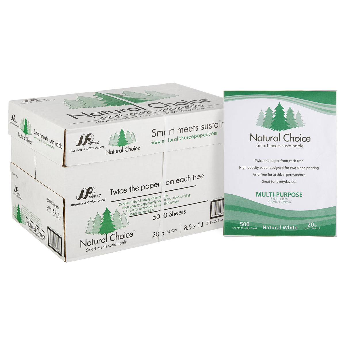Natural Choice Multi-Purpose Copy Paper, 20 lb, Letter, White, 5000 Sheets - product image 4