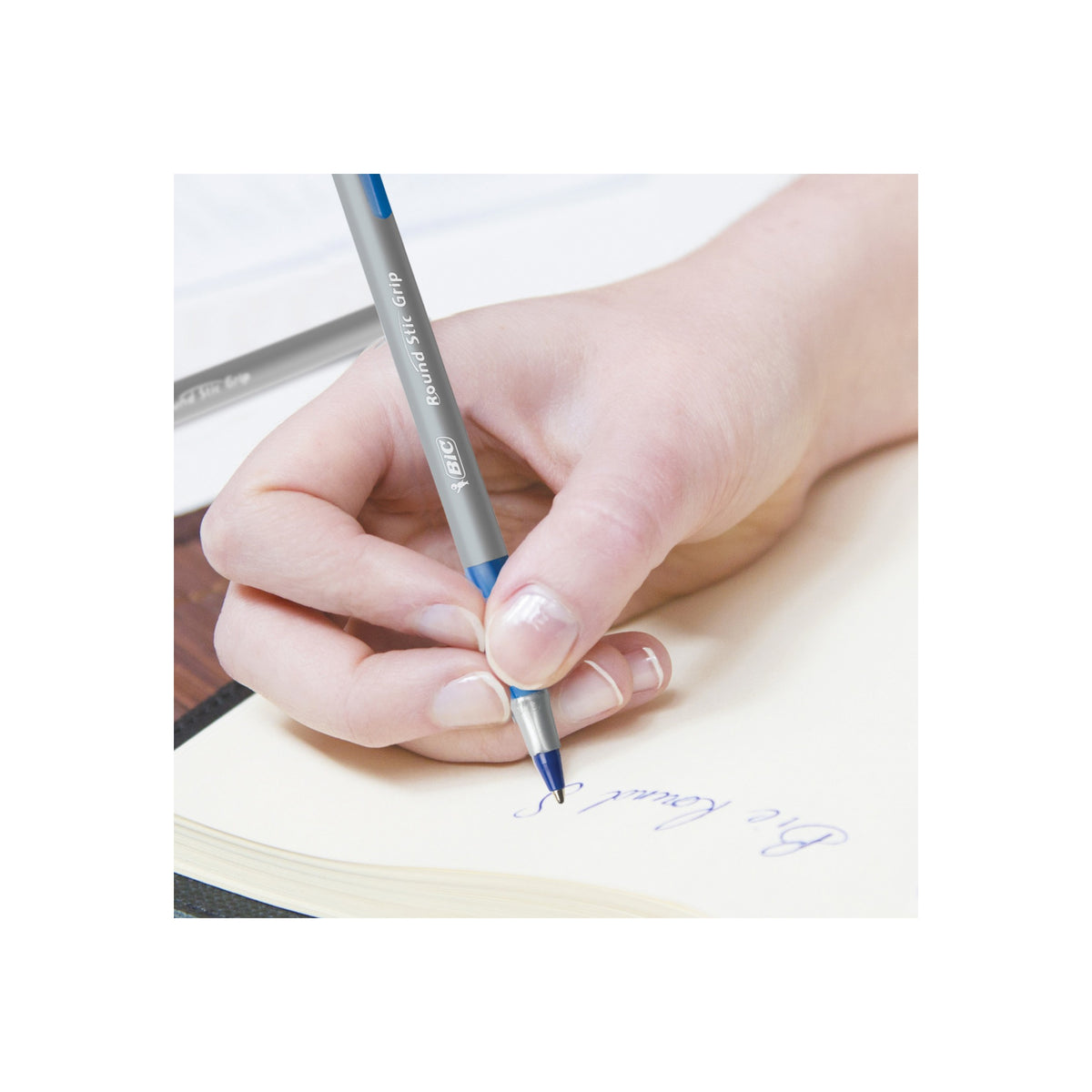 BIC Round Stic Grip Ball Pen, Medium Point, 1.2 mm, Blue Ink, 60 ct - product image 3