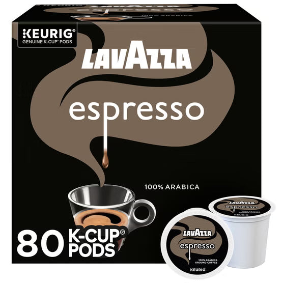 Lavazza Espresso Italiano Espresso Blend, Medium Roast, Keurig K-Cup Pods, 80 ct