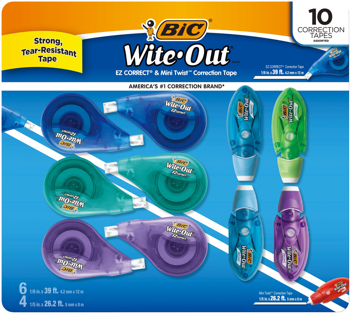 BIC Wite-Out Correction Tape, Variety Pack, 10 ct - product image 1
