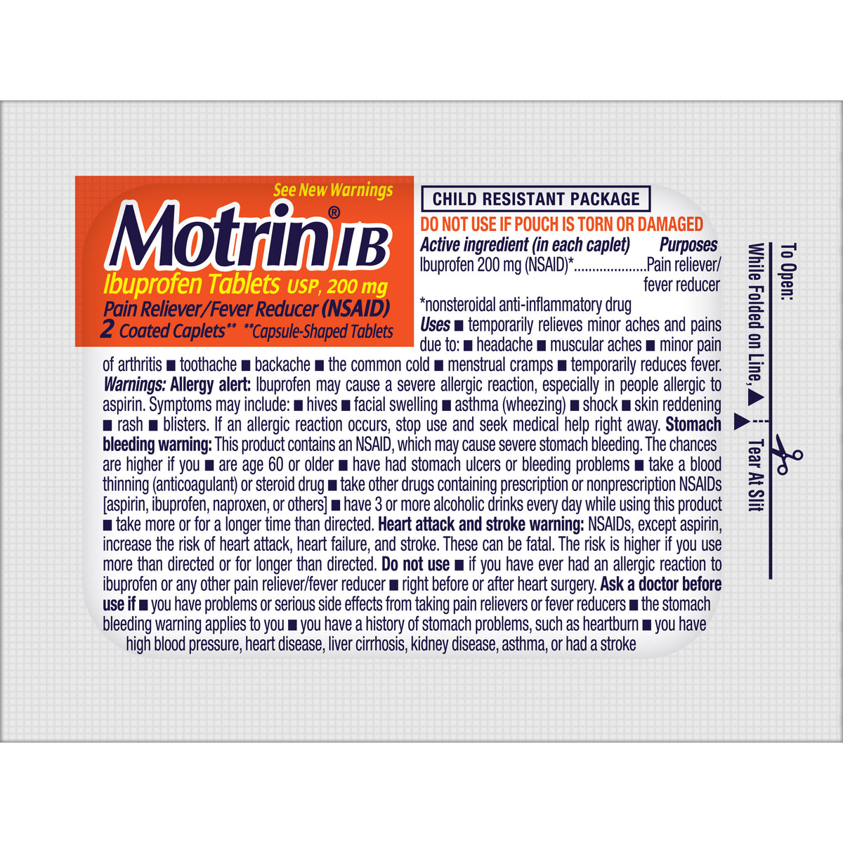 Motrin Ibuprofen, Dispenser Pack, 200 mg, 2 Caplets, 50 ct - product image 4